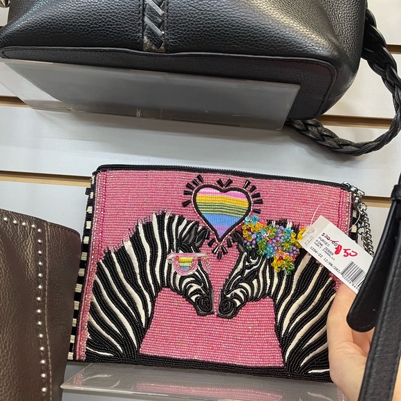 Mary Frances Handbags - Mary Frances Pink Zebra Heart Clutch